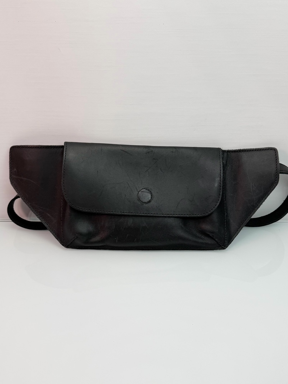 ABLE Delilan Leather Belt Bag Black Handmade in Brazil Adjustable Waist Strap